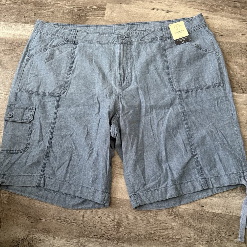 Lot of 2 St John’s Bay Bermuda Shorts Womens Plus Sz 26W Khaki Blue Cotton NEW - Picture 3 of 10